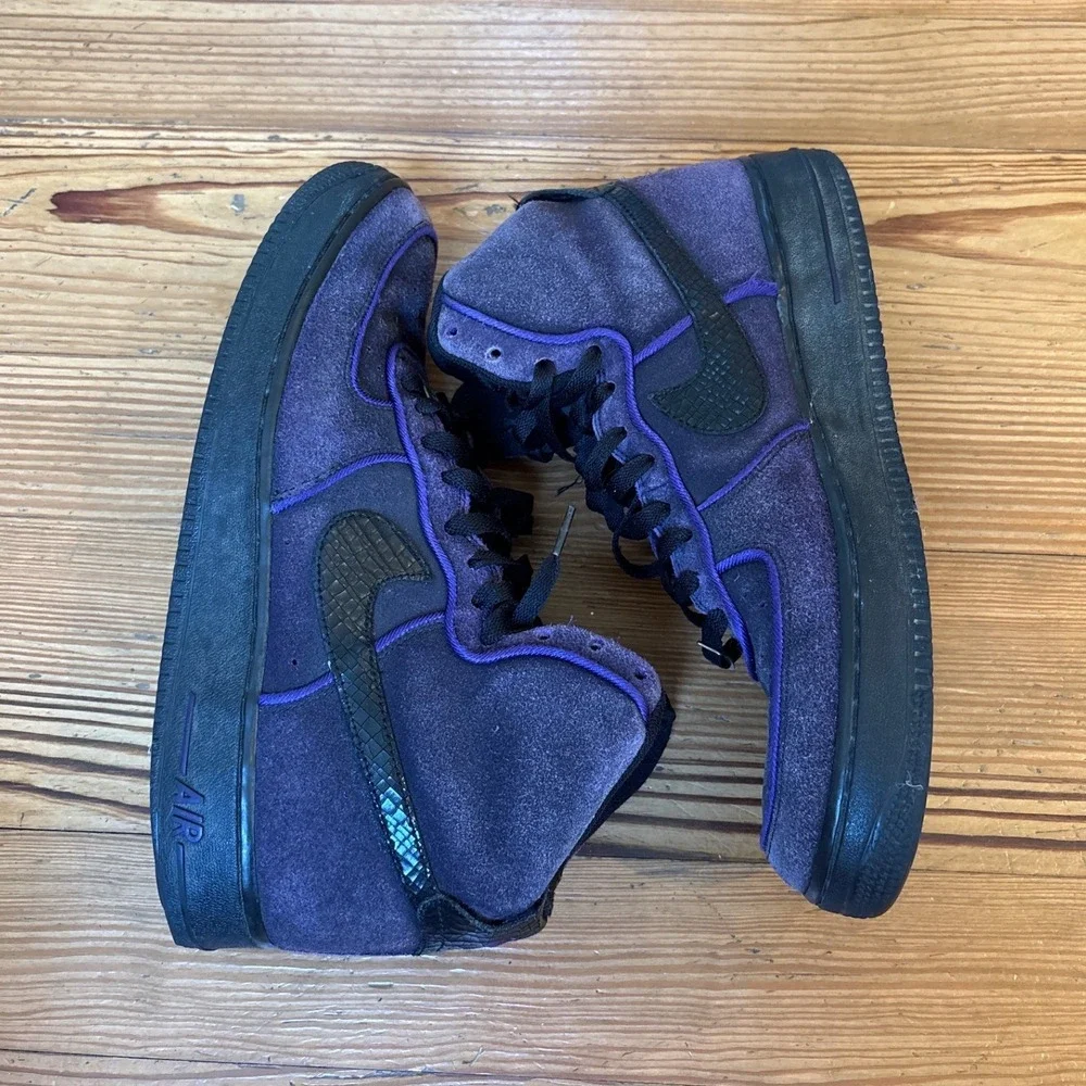 Nike‎ Air Force 1 High Mens Purple Suede Black Croc Swoosh 315121-016 SIZE 12